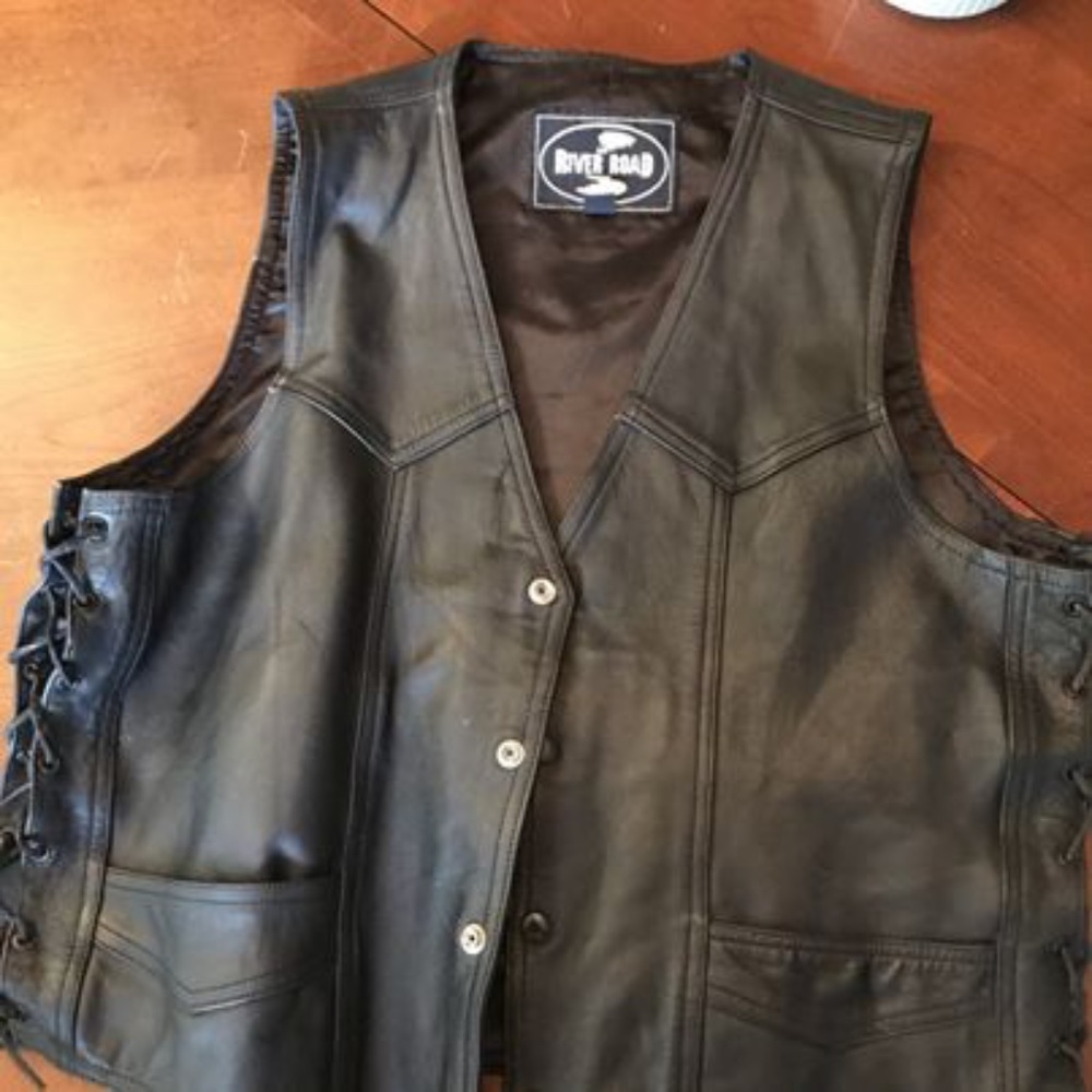 Men's Indian Motorcycle Embroidered Leather Vest